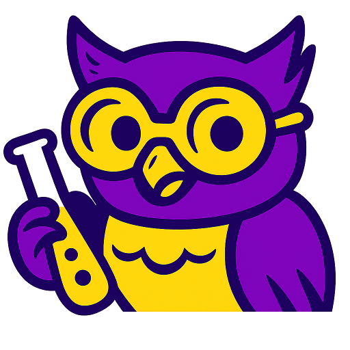 Popbiology: purple owl biologist logo