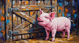 A piglet is waiting for a visitor